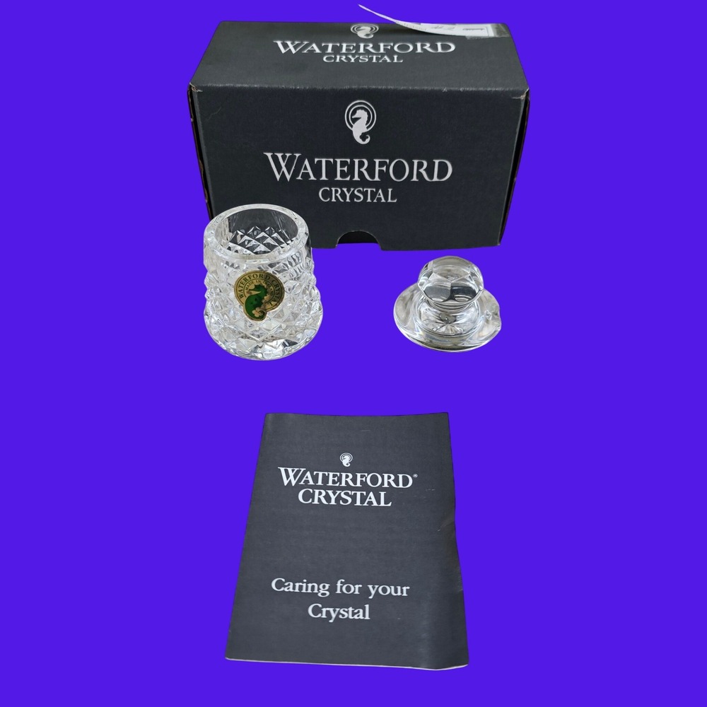Waterford Crystal 140-365 Mustard Pot & Lid Ireland Original Box Label